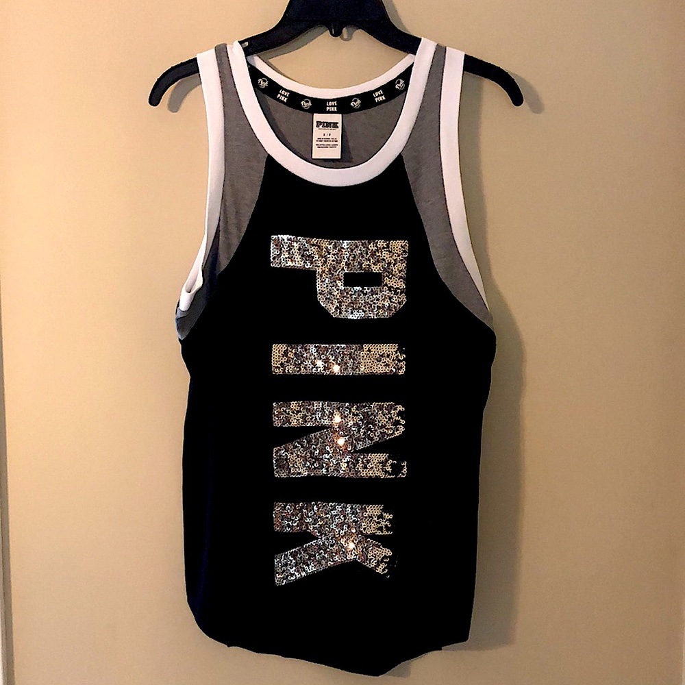 COPY - Pink Victoria Secret Black Tank Top w/ Log…
